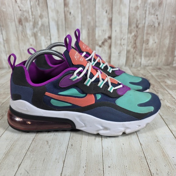 Nike Air Max 270 React Purple Teal Orange Youth Sneakers Shoes - Picture 1 of 8